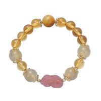 Gemstone Armbånd, Citrin, med Strawberry Quartz, Fabulous Wild Beast, mode smykker & for kvinde, Solgt Per Ca. 5.5-7.4 inch Strand