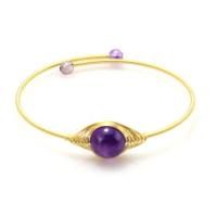 metal Brazalete, con Piedras preciosas, 14K lleno de oro, diferentes materiales para la opción & para mujer, más colores para la opción, libre de níquel, plomo & cadmio, 4-12mm, diámetro interior:aproximado 64mm, Vendido por UD