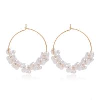 Zinc Alloy Hoop Earring, med ABS plastik perle, mode smykker & for kvinde, platin farve, Solgt af par