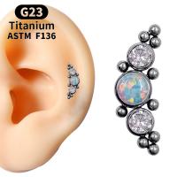 Acier titane piercing oreille, avec Opale, unisexe & normes différentes pour le choix & styles différents pour le choix, Vendu par PC