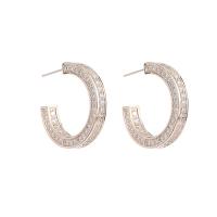 Ciúbach Zirconia Micrimhilseogra réiteodh Earring Prás, Litir C, plátáilte, micrea réiteach zirconia ciúbach & do bhean, dathanna níos mó le haghaidh rogha, nicil, luaidhe & caidmiam saor in aisce, 25x25mm, Díolta De réir Péire