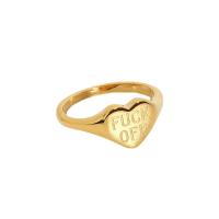 Ring Finger ze stali nierdzewnej, Stal nierdzewna, Serce, Pozłacane 18K, różnej wielkości do wyboru & z listu wzór & dla kobiety, 8.69mm, rozmiar:6-8, sprzedane przez PC