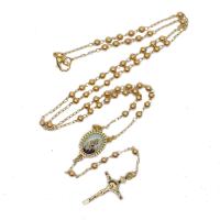 rozenkrans Ketting, Messing, Crucifix Cross, uniseks, gemengde kleuren, 3mm, Lengte 45 cm, Verkocht door PC