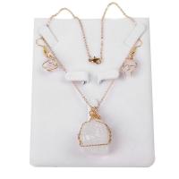 Natural Gemstone Jewelry Sets earring & necklace Brass with Gemstone for woman 25-40mm Length 38 cm Sold By Set