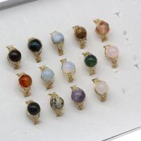 Gemstone Finger Ring, Sárgaréz, -val Drágakő, a nő, több színt a választás, 30-50mm, 5PC-k/Bag, Által értékesített Bag