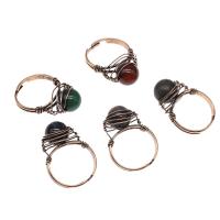 Gemstone Finger Ring, Sárgaréz, -val Drágakő, a nő, több színt a választás, 30-50mm, 5PC-k/Bag, Által értékesített Bag