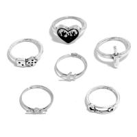 Sinc Alloy Ring Set, 6 phíosa & jewelry faisin & do bhean & cruan, dath bunaidh, Díolta De réir Socraigh