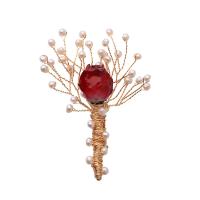 Bijuterias de broche da moda , cobre, with Flores secas & pérola, Rose, Natural & joias de moda & para mulher, 82x57mm, vendido por par