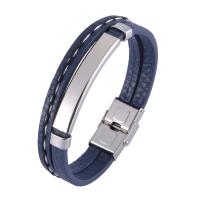 PU Leather Cord Bracelets with 304 Stainless Steel Vacuum Ion Plating fashion jewelry & multilayer Sold By PC