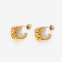 Rostfritt stål Stud Örhängen, ROSTFRITT STÅL, Letter C, 18K guldpläterad, mode smycken & för kvinna, 11.52mm, 7.06mm, Säljs av Par