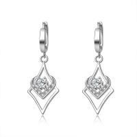 Huggie hoepel Drop Earrings, 925 sterling zilver, Hart, geplatineerd, micro pave zirconia & voor vrouw & hol, 14x39mm, Verkocht door pair