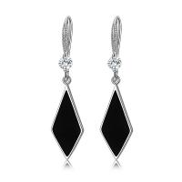 925 Boucles d’oreilles Sterling Silver Drop & Dangle, Argent sterling 925, Losange, vernis au four, pavé de micro zircon & pour femme, 10x42mm, Vendu par paire