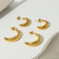 Roestvrij staal Stud Earrings, Hoorn, 18K verguld, verschillende grootte voor keus & voor vrouw, Verkocht door pair