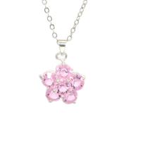 Rhinestone Brass Hängen, Mässing, Blomma, med strass, rosa, 17x17mm, Säljs av PC