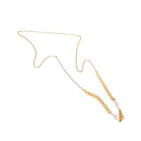 Roestvrij staal Maskerkettinghouder, met Plastic Pearl, gold plated, uniseks, 16x12x3mm, Lengte Ca 17.72 inch, Verkocht door PC