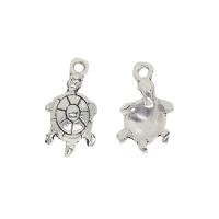 Zinc Alloy Animal Pendler, Turtle, forgyldt, sølv, 23x12x6mm, 100pc'er/Bag, Solgt af Bag