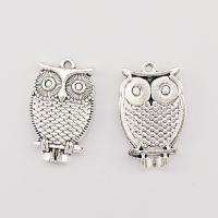 Zinc Alloy Animal Pendler, Owl, forgyldt, sølv, 28x18x3mm, 100pc'er/Bag, Solgt af Bag