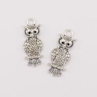 Zinc Alloy Animal Pendants Owl plated silver color Sold By Bag