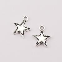 Colgante estrella de la aleación del cinc, aleación de zinc, chapado, plateado, 15x12x2mm, 100PCs/Bolsa, Vendido por Bolsa