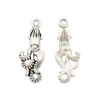 Sinc Alloy Pendants Ainmhithe, Octopus, plátáilte, airgid, 25x10x2.80mm, 100ríomhairí pearsanta/Mála, Díolta De réir Mála