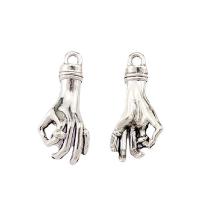 Zinklegierung Hand Anhänger, plattiert, Silberfarbe, 26x12x5mm, 100PCs/Tasche, verkauft von Tasche