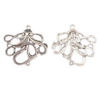 Zinklegering dieren connectors, Zinc Alloy, Octopus, plated, zilver, 49x45x5mm, 100pC's/Bag, Verkocht door Bag