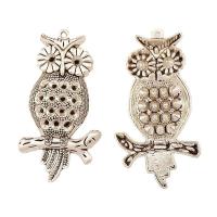 Zinc Alloy Animal Pendler, Owl, forgyldt, sølv, 67x35x8mm, 100pc'er/Bag, Solgt af Bag