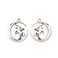 Zink Alloy Animal Hängen, Unicorn, plated, silver, 25x21x4mm, 100PC/Bag, Säljs av Bag