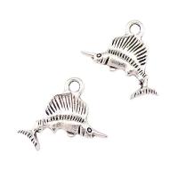 Zinc Alloy Animal Pendler, Fisk, forgyldt, sølv, 21x16x2.50mm, 100pc'er/Bag, Solgt af Bag