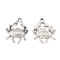 Zinklegering Animal Hangers, Zinc Alloy, Krab, plated, zilver, 18x15x2.50mm, 100pC's/Bag, Verkocht door Bag