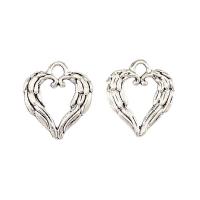 Pendentifs coeur en alliage de zinc, Placage, argent, 19x17x1.80mm, 100PC/sac, Vendu par sac