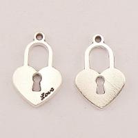 Zinc Alloy Lock Vedhæng, Lås, forgyldt, sølv, 22x15x1.80mm, 100pc'er/Bag, Solgt af Bag