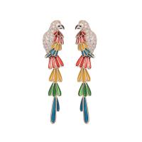 Ciúbach Zirconia Micrimhilseogra réiteodh Earring Prás, parrot, dath an óir plated, micrea réiteach zirconia ciúbach & do bhean & cruan, nicil, luaidhe & caidmiam saor in aisce, 10x53mm, Díolta De réir Péire