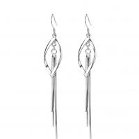 Fashion Fringe Oorbellen, 925 sterling zilver, Geometrisch Patroon, geplatineerd, voor vrouw & hol, 13.50x92mm, Verkocht door pair