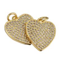 Cubic Zirconia Micro Pave Brass Pendant Heart gold color plated micro pave cubic zirconia & hollow Approx 3mm Sold By Lot