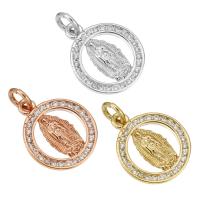 Cubic Zirconia Micro Pave Brass Pendant Flat Round plated micro pave cubic zirconia Approx 3mm Sold By Lot