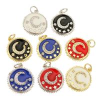 Cúbicos Circonia Colgante Latón Micro pavimenta, metal, chapado, micro arcilla de zirconia cúbica & esmalte, más colores para la opción, 16x18x3mm, agujero:aproximado 4mm, 10PCs/Grupo, Vendido por Grupo