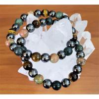 Gemstone Náramky, Hematit, s Tygří oko, unisex, smíšené barvy, 8mm, Prodáno za 7 inch Strand