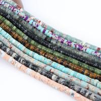 Mixed Edelsteen kralen, Indruk Jasper, Rond plat, gepolijst, DIY, meer kleuren voor de keuze, 6x3mm, 115pC's/Strand, Per verkocht 38 cm Strand