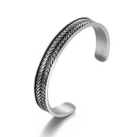 Titanium Staal Manchet Bangle, mode sieraden & zwart maken, oorspronkelijke kleur, Verkocht door PC