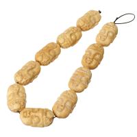 Bone wół Koralik, Budda, Rzeźbione, ziemista żółć, 23x12x37mm, około 10komputery/Strand, sprzedawane na około 14.56 cal Strand