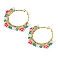 Seedbead Hoop Earring, met Zinc Alloy, voor vrouw, gemengde kleuren, 60x55mm, Verkocht door pair