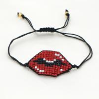 Seedbead Armband, met Textiel binnenwerk Cord, Lip, handgemaakt, geweven patroon & voor vrouw, gemengde kleuren, Lengte 28 cm, Verkocht door PC