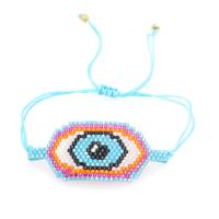 Glazen kralenarmbanden, Seedbead, met Textiel binnenwerk Cord, oog, handgemaakt, voor vrouw, gemengde kleuren, 55x22mm, Lengte 28 cm, Verkocht door PC