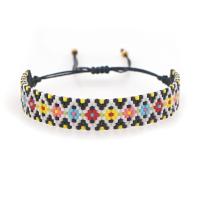 Seedbead Armband, met Textiel binnenwerk Cord, mode sieraden & geweven patroon, gemengde kleuren, 280mm, Verkocht door PC