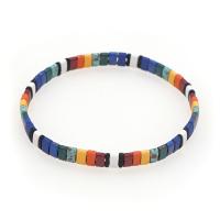 Bracciale in vetro, Perle di vetro, gioielli di moda, colori misti, 165mm, Venduto da filo