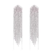 Faisean Fringe Earrings, Rhinestone, tassel, plátáilte, jewelry faisin & do bhean, dathanna níos mó le haghaidh rogha, 16x92mm, Díolta De réir Péire