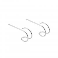 Sterling Silver Jewelry orecchino, 925 sterline d'argento, Motivo geometrico, placcato, per la donna & cavo, nessuno, 5.5x9.5mm, 0.7mm, Venduto da coppia