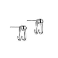 925 sterline d'argento Cartoon Split orecchini, Motivo geometrico, placcato platino, gioielli di moda & per la donna, 6.2x13mm, 5mm, Venduto da coppia