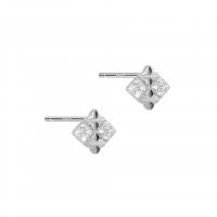 Sterling Silver Jewelry Earring, 925 Sterling Silver, Rhombus, plátáilte, do bhean & le rhinestone, dathanna níos mó le haghaidh rogha, 9.20x8.80mm, Díolta De réir Péire